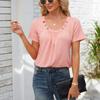 Women's Square-neck Top Pleated Solid Color Loose Button T-shirt