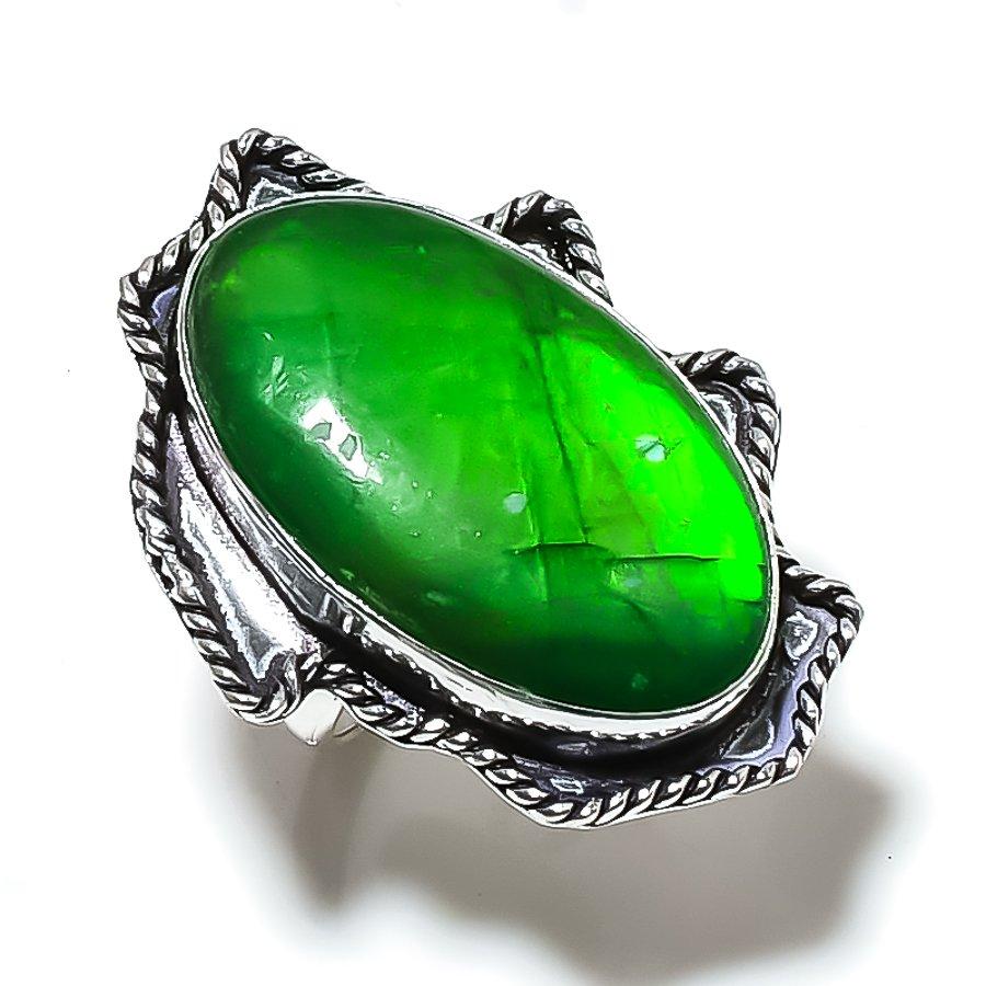 Green Labradorite Gemstone 925 Sterling Silver Gift Jewelry Ring Size 7