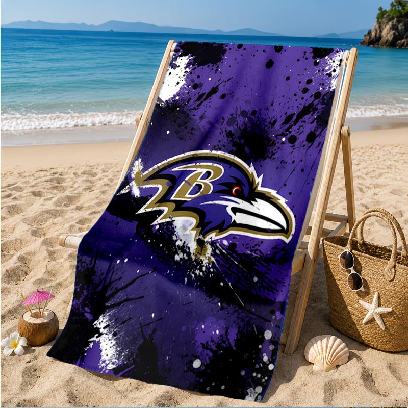 Ravens Team Spirit Beach Towel, Microfiber Beach Towel, Perfect For Pool, Beach, Travel, Home Decor Beach Party Fan gifts
