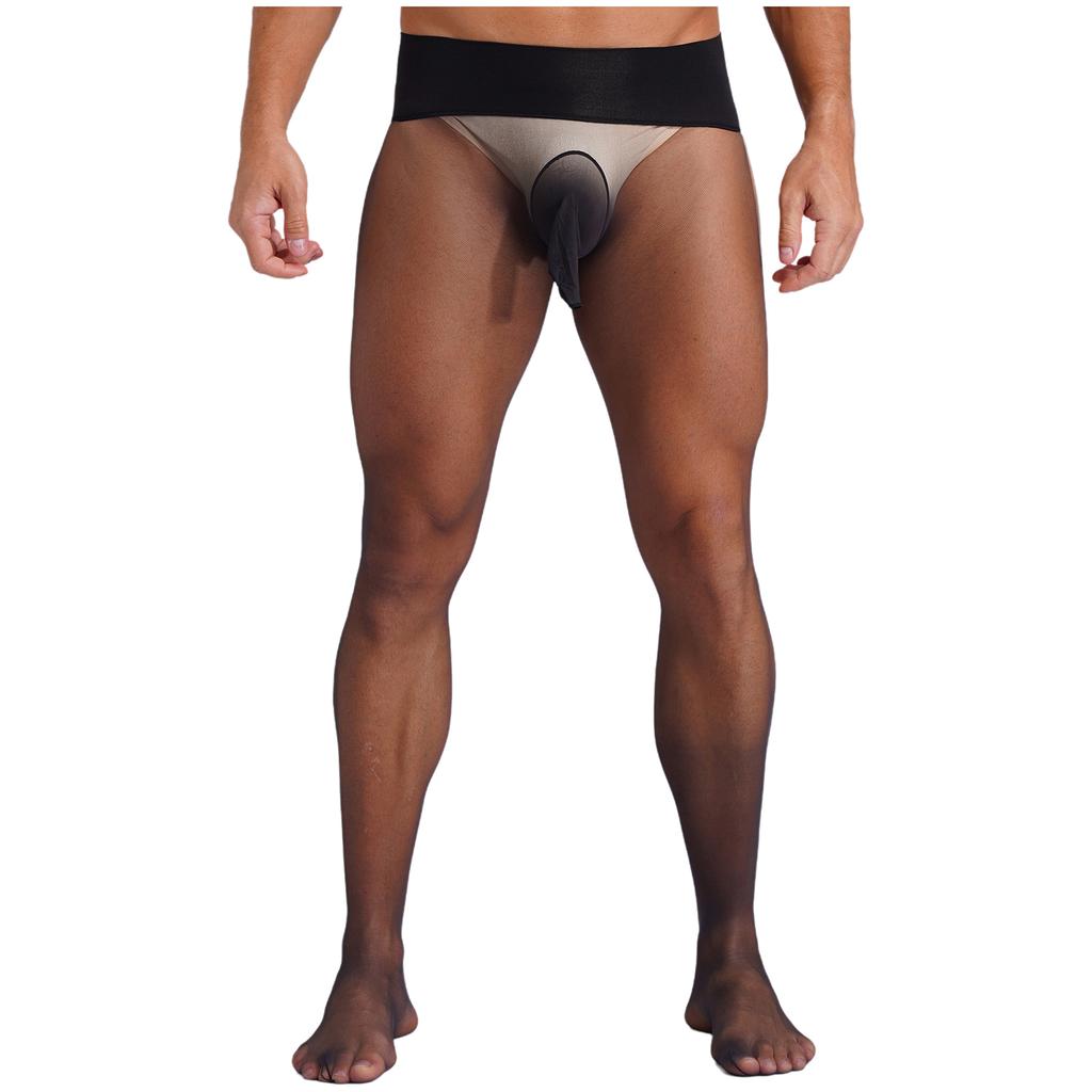 Herren Ultra Dünne Dehnbare Strumpfhosen Strümpfe Hoher Bund Nahtlos Durchsichtig Leggings Nachtwäsche