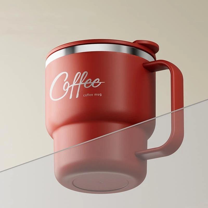 304 Stainless Steel Double Wall Insulated Coffee Cup With Handle Portable Students Leak-Proof Water Cup Milk Coffee Mug
