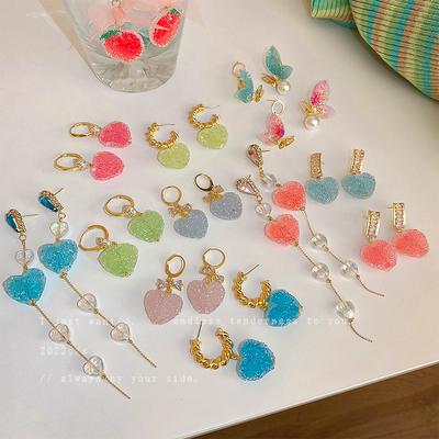 Girl Heart Sweet Fudge Love Butterfly Earrings Korean Small Fresh Stud Earrings Internet Celebrity Personality Temperament Earrings