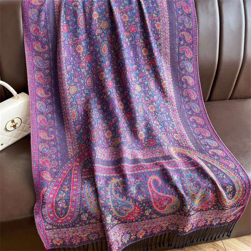 Bohemian Autumn Jacquard Pashmina Scarf Cashmere Women Paisley Design Floral Female Soft Thick Blanket Bufanda Warm Shawl Stole