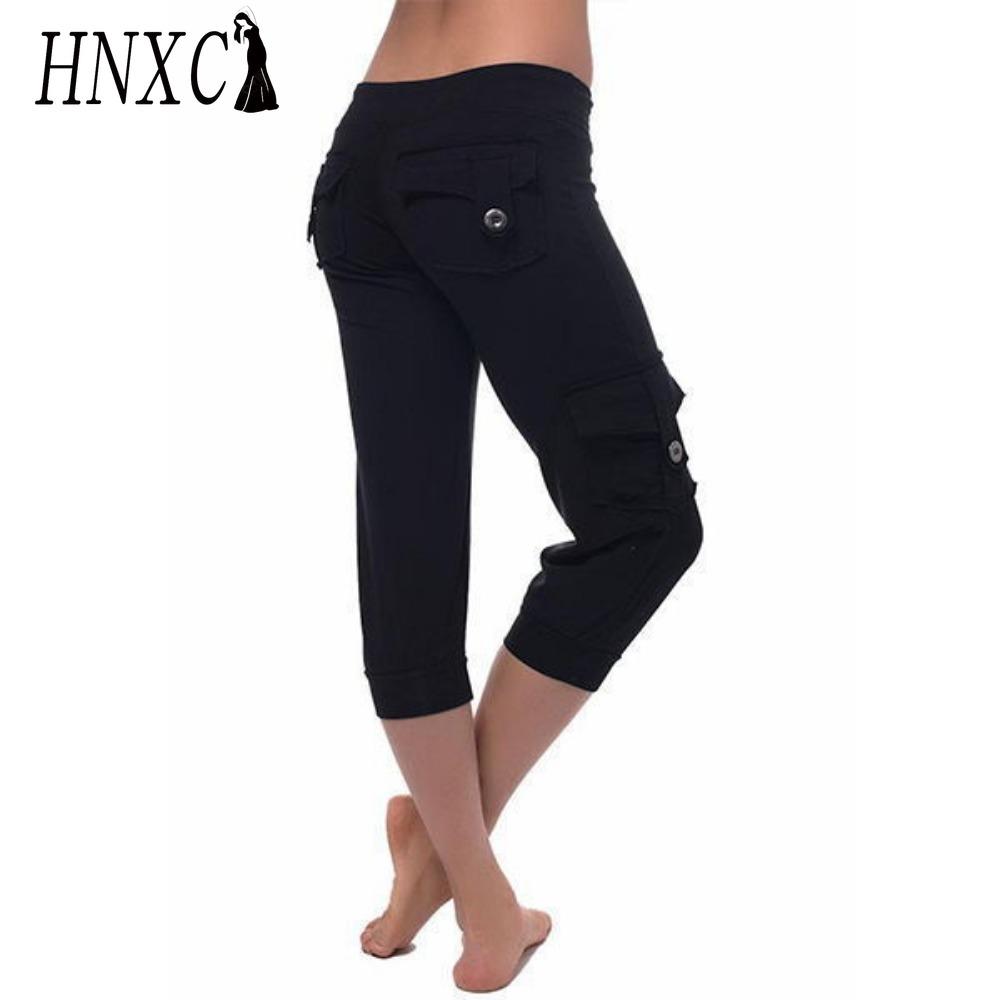 

HNXC Женские модные повседневные брюки и капри с однотонным принтом M чёрный