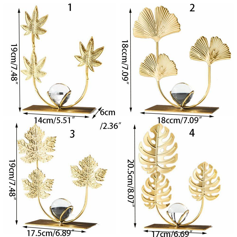 Nordic Crystal Ball Decor Rack Light Luxury Iron Maple Leaf Ornaments  Office