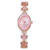 Luxury Rhinestone Women's Wristwatch with Round Dial and Colored Diamond Bracelet.