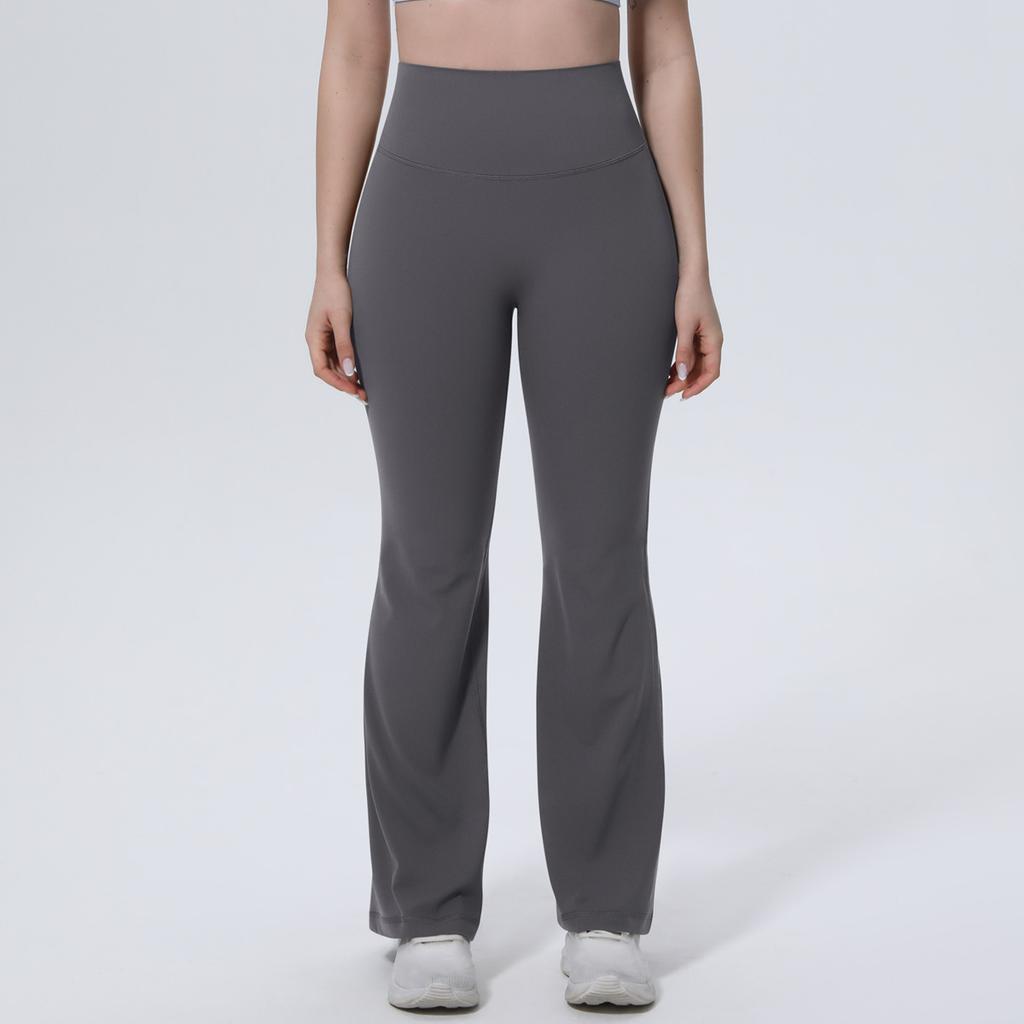 New solid color breathable high waist hip lift tight wide leg pants sports running fitness flared pants yoga clothes women