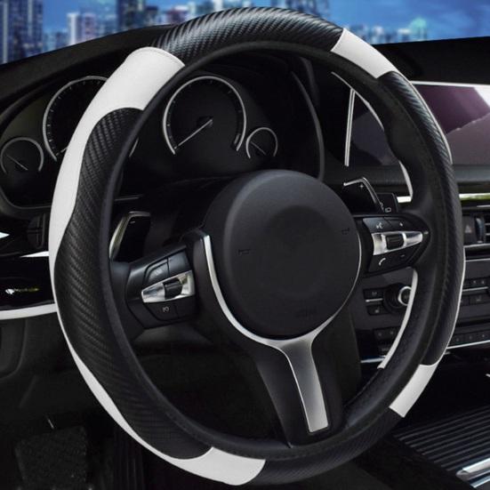 Leather Steering Wheel Cover Non-Slip Car Steering Wrap with Honeycomb Ventilation