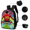 3-teiliges Rucksack-Set mit 19 Fußballstar-Muster – Lässiger Rucksack mit großem Fassungsvermögen, passender Clutch & Tragetasche, Perfekt für den Alltag