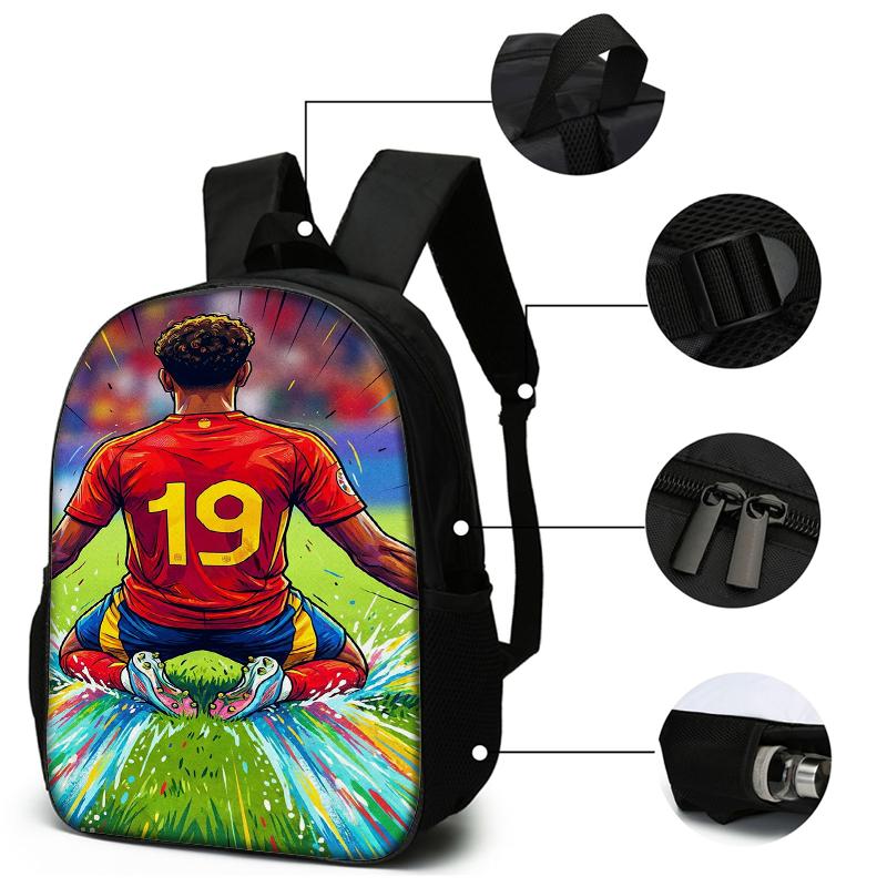 3-teiliges Rucksack-Set mit 19 Fußballstar-Muster – Lässiger Rucksack mit großem Fassungsvermögen, passender Clutch & Tragetasche, Perfekt für den Alltag