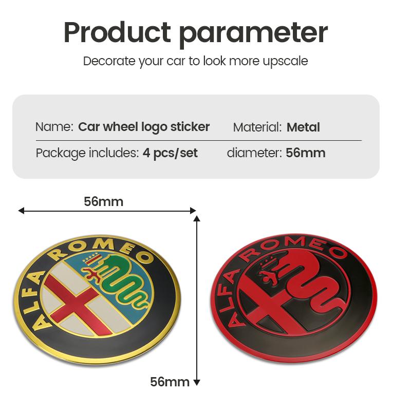 56mm Car Wheel Center Hub Cap Rim Cover Emblem Sticker For Alfa Romeo Mito Brera 147 Giulietta 159 156 Stelvio Sportiva Giulia xoq113