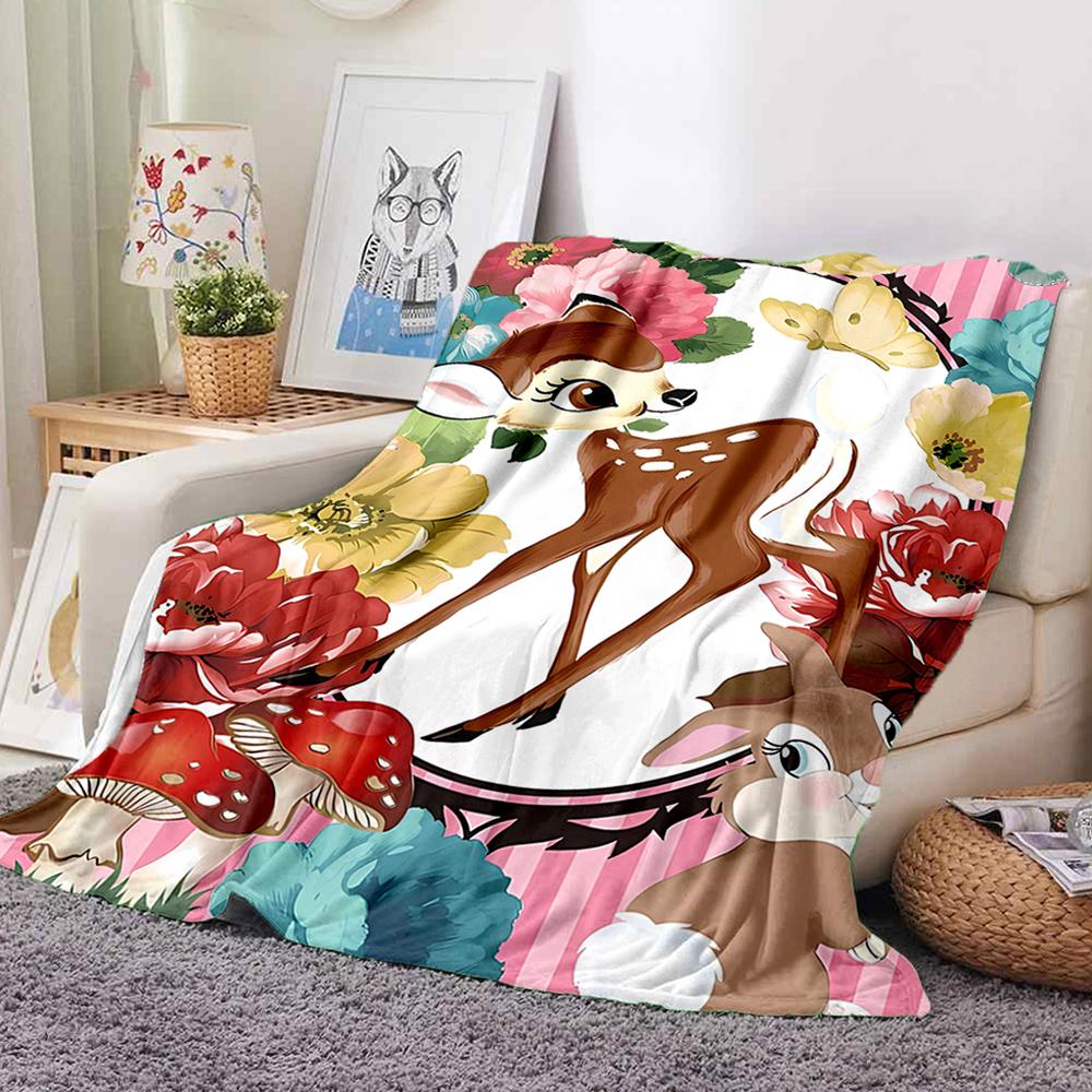 Coperta di Flanella Regina B-Bambi Stampa Cerbiatto - Coperta Morbida e Accogliente per Divano, Poltrona o Letto, Ufficio, Viaggio, Campeggio, Regali per le Feste