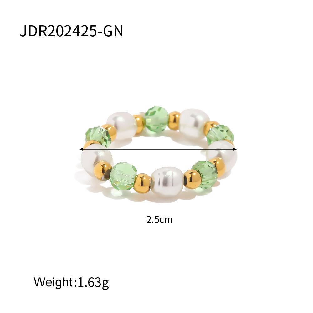 Stylish Design Geometric Crystal Pearl Beaded Ring Ins Style Jewelry For Women