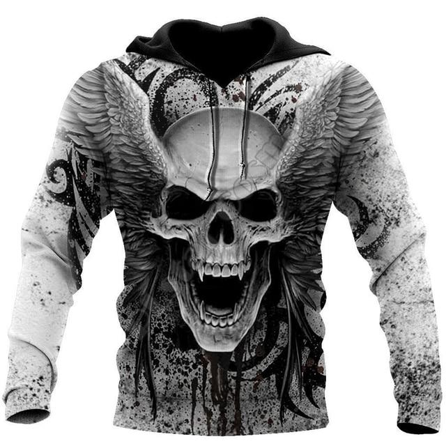 3D Printed Skull Graphics Men's Hoodie Tops Fashion Unisex Sweatshirt Spring Hip Hop Streetwear Oversized Casual Men's Clothing