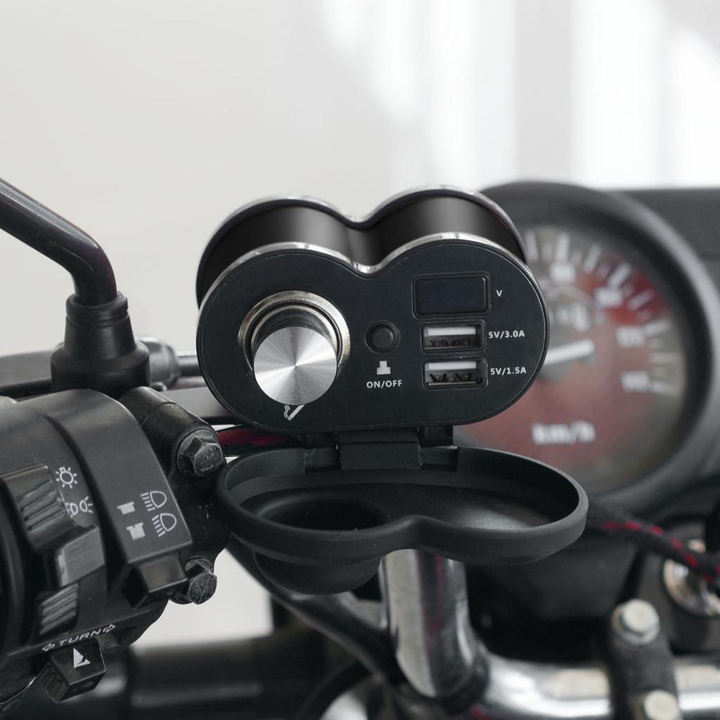 Brichetă cu încărcare rapidă de mare viteză de 3,0 A Priză pentru încărcător USB dublu Suport pe ghidon pentru motociclete pentru telefoane mobile/tablete
