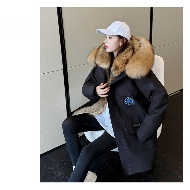 Parka Invernale Spesso da Donna con Fodera in Pelliccia Sintetica di Vison Staccabile Giacca Piumino Pelliccia di Volpe
