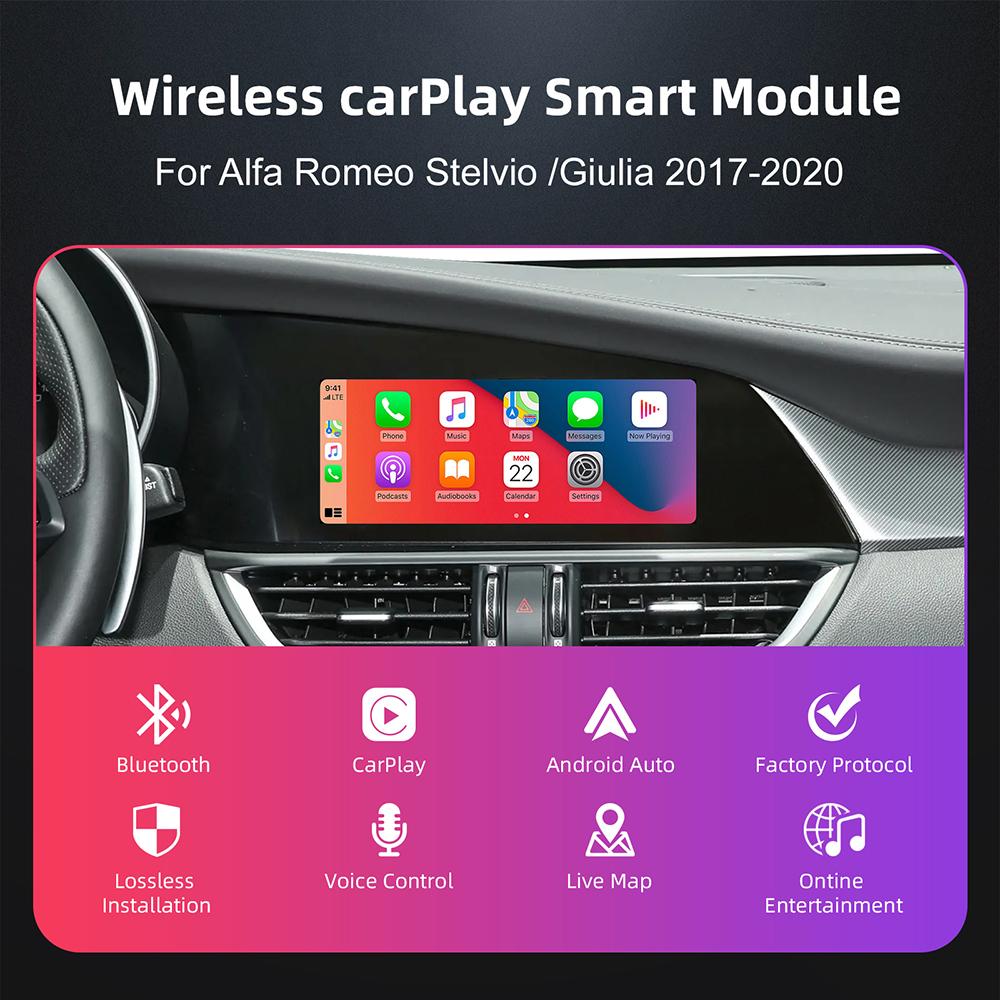 NEW Wireless CarPlay Android Auto For Alfa Romeo Stelvio Giulia 2017-2020 Module Android Auto Navigation
