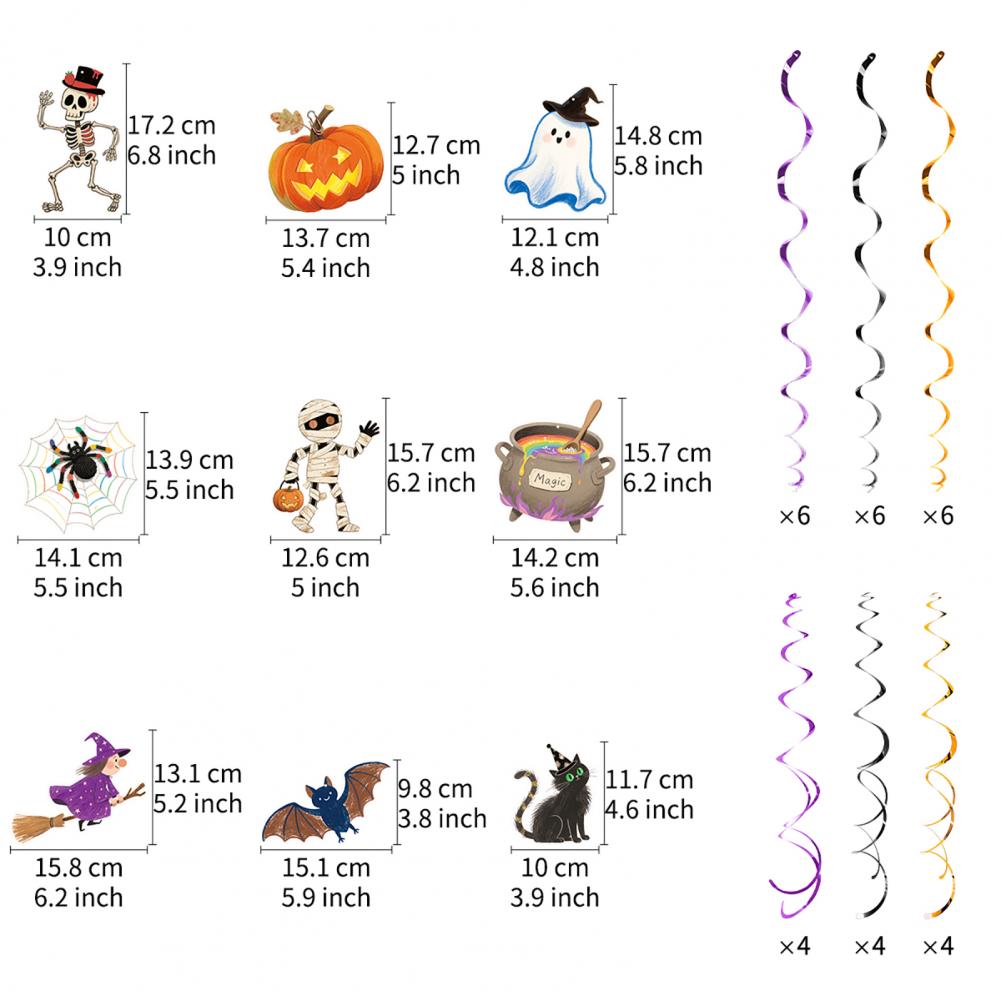Halloween Hanging Swirl Decorations Sturdy Halloween Party Supplies Spooky Halloween Hanging Swirls Decoration Set Home Decor