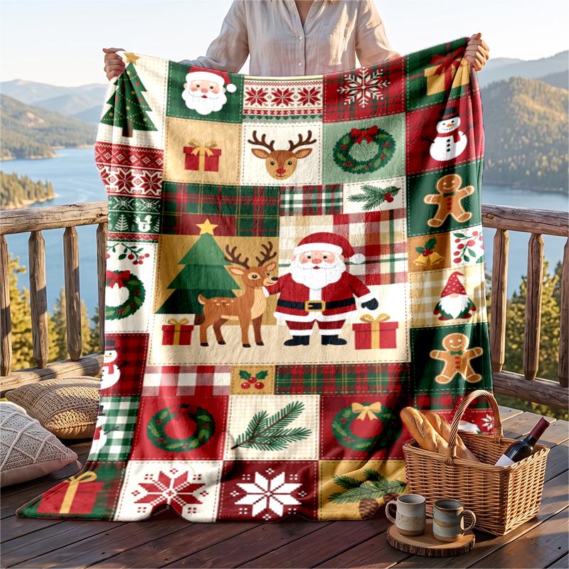Christmas Flannel Throw Blanket Soft Warm Cozy For Sofa Bed Indoor Home Use Great Holiday Gift