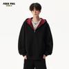 Foss Phil Men's American Style Color Block Double Zipper Hooded Cardigan Sweatshirt 5Q1083