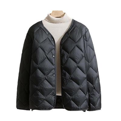 Damen Leichte Cloud Daunenjacke Herbst/Winter 2024 - Kurz, Dünn, Lässiger Rundhalsmantel