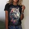 Summer Fashion Women's T-shirt Animal Flower Pattern 3D Print Casual Loose Outdoor Girl Short Sleeve Tees Top Pullover Clothing
