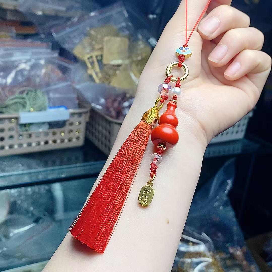 Cinnabar Red Sand Gourd Phone Charm - Versatile, Exquisite, High-End Unisex Ornament киноварь/красный