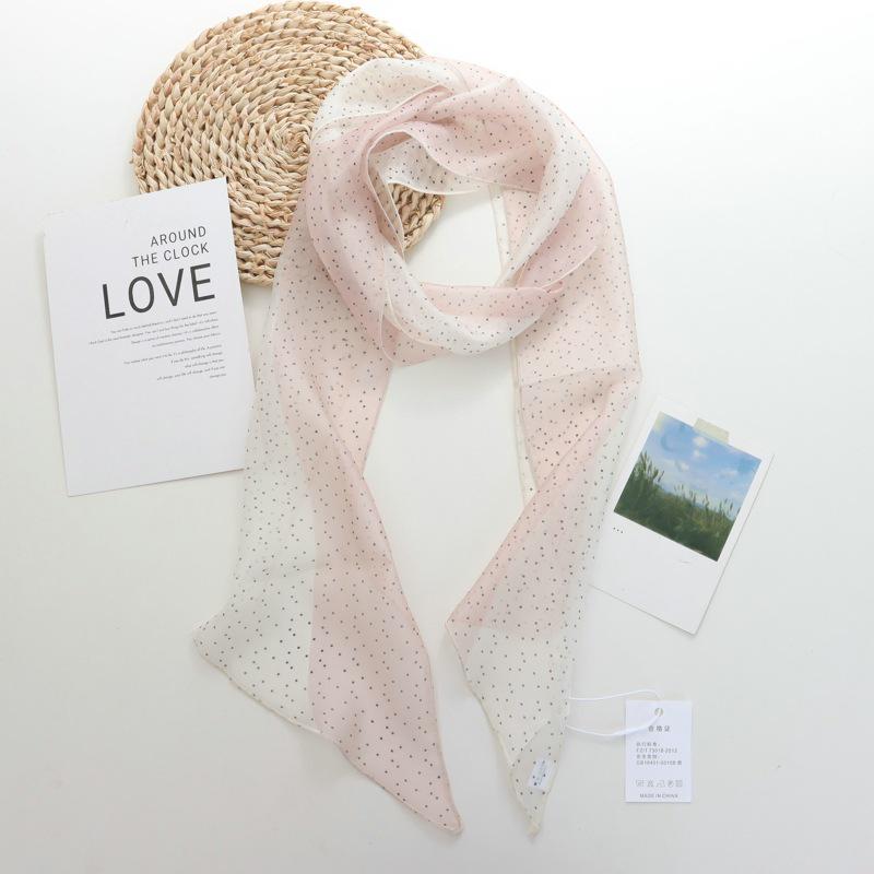 2025 Nische Persönlichkeit Colorblock Seidenschal: Vielseitiges und modisches dünnes Krawattenband-Accessoire für Damen