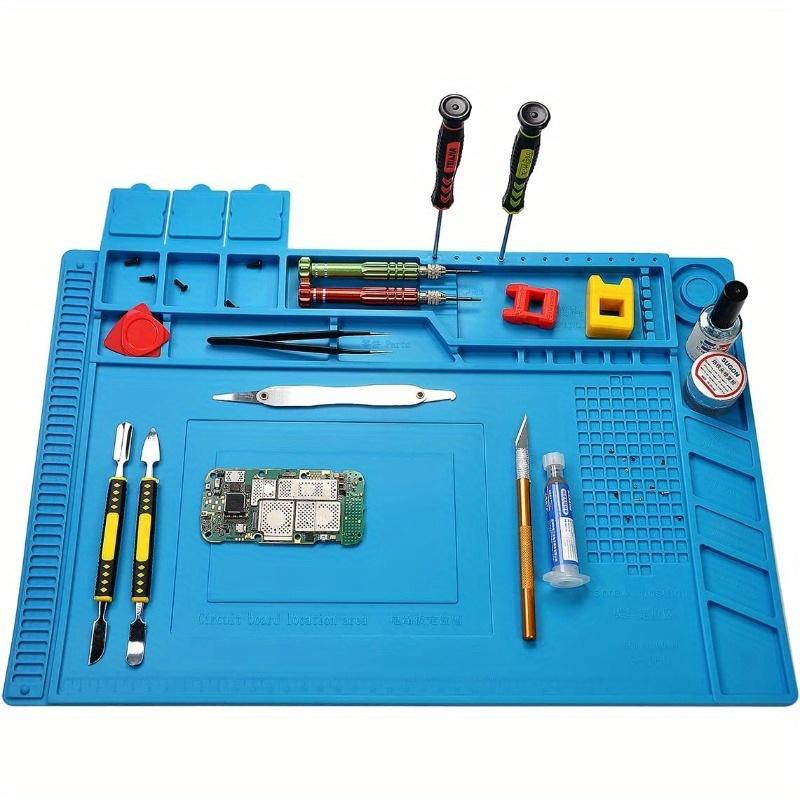 Värmebeständig silikonlödmatta, elektronisk reparationsarbetsstation med magnetisk sektion - Halkfri, antistatisk matta för mobiltelefon