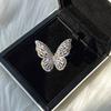 Korean Version of Fashion Full Diamond Butterfly Open Ring Hollow Gemstone Exaggerated Ring Popular Jewelry Cold Wind Ring Women