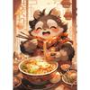Japanese Noodle Dog Cat Funny Kitchen Ramen Noodles Poster Wall Art Prints Canvas Painting Pictures for Restaurant Home Decor