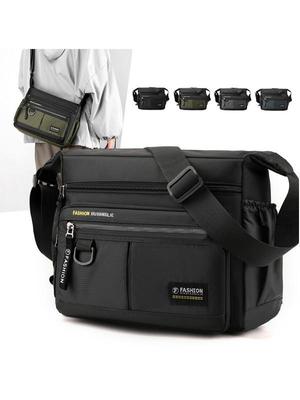 Men's Water-Resistant Oxford Cloth Crossbody Bag - Large Capacity Outdoor Travel and Business Backpack