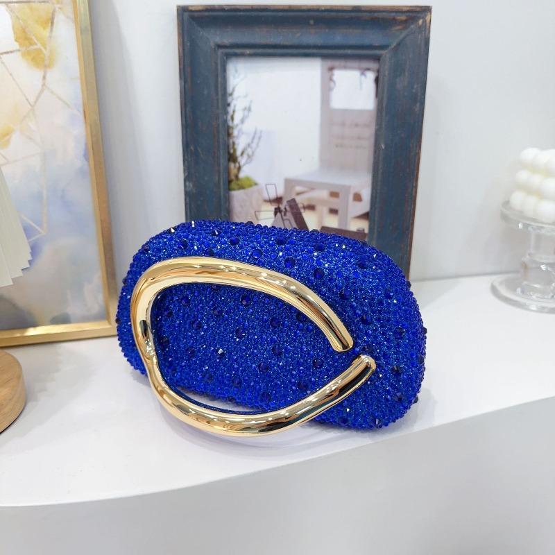 

Trendy classic round box clutch bag dinner bag acrylic bag retro metal handle shoulder crossbody 20*5.5*11cm синій