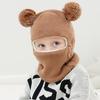Kids Winter Hat Scarf Set Knitted Hat Scarf Earflap Thick Fleece Lined Warm Hood Hat with Pompoms for Girls Boys