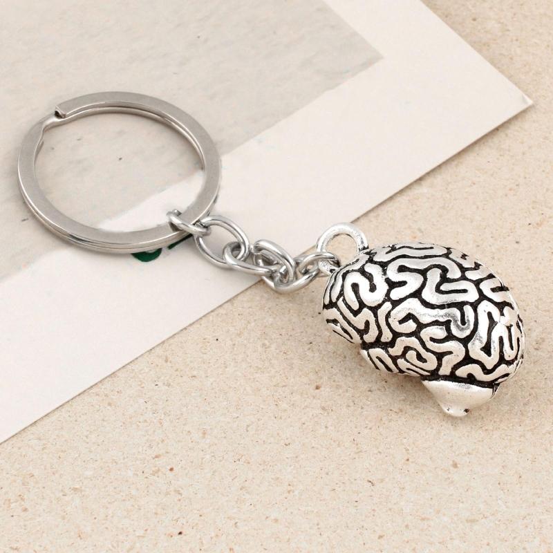 Vintage 3D Brain Keychain Anatomical Organs Body Parts Keyring Pendant For Doctor Graduation Gift Jewelry Handcrafts