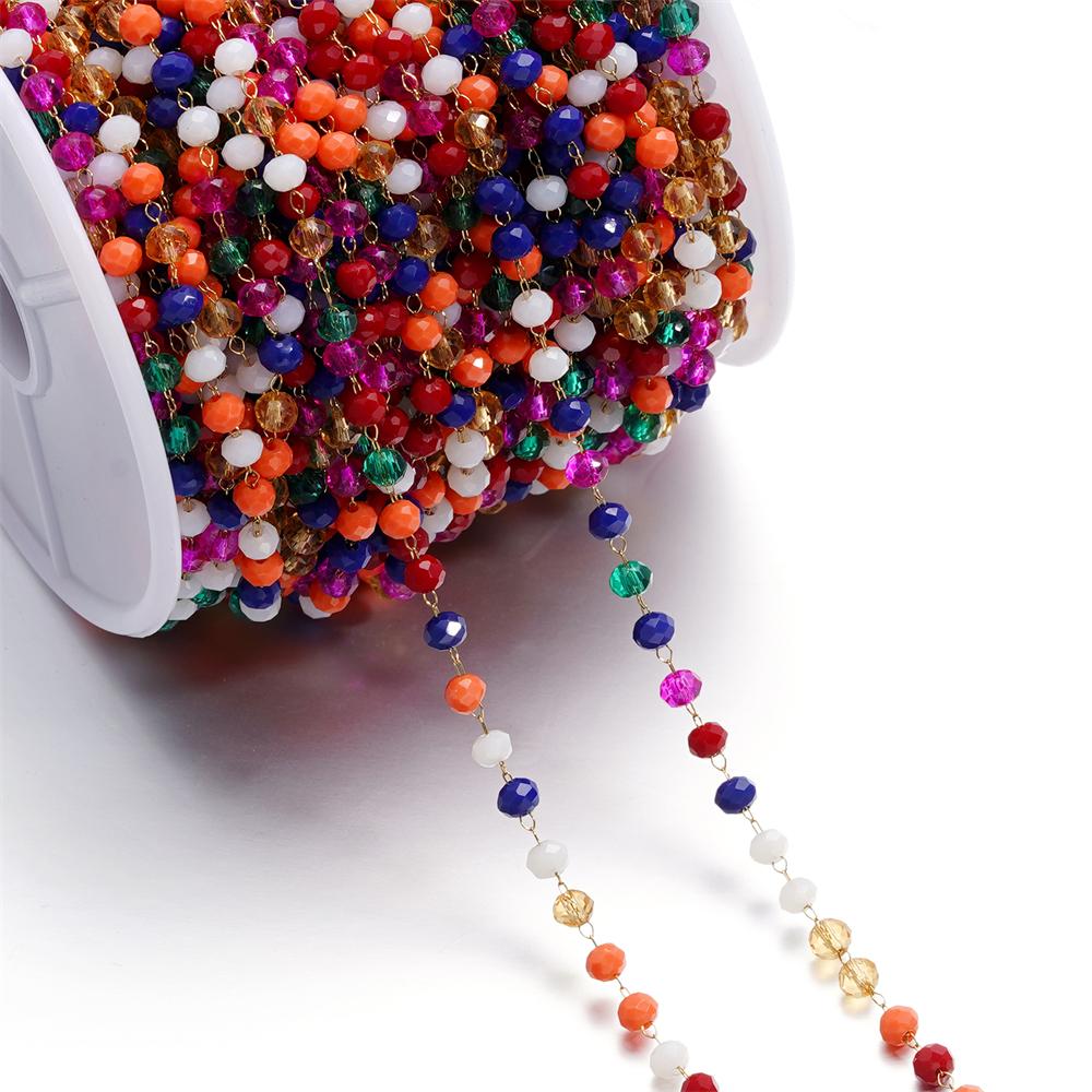 

1meter/pack Stainless Steel Gold Crystal Beads Necklace Charm Chains for DIY Jewelry Making Components Crafts Accessories 1m