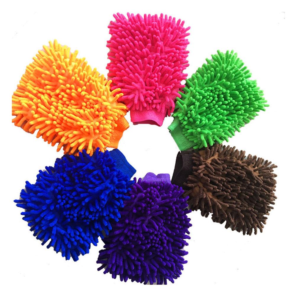 Hot Sale 2 In 1 Ultrafine Fiber Chenille Microfiber Car Wash Glove Mitt Soft Mesh Backing No Scratch For Car Wash And Clean K9L0