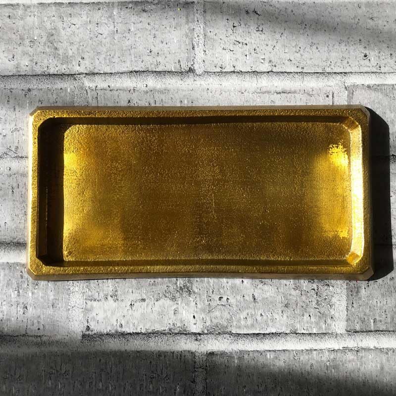 Liam Alumi Tray "Barton" (Antique Gold) - Small Item Holder, Coin Tray, Key Holder, Cashier Tray, Entryway Tray, Square/Rectangular, Carton