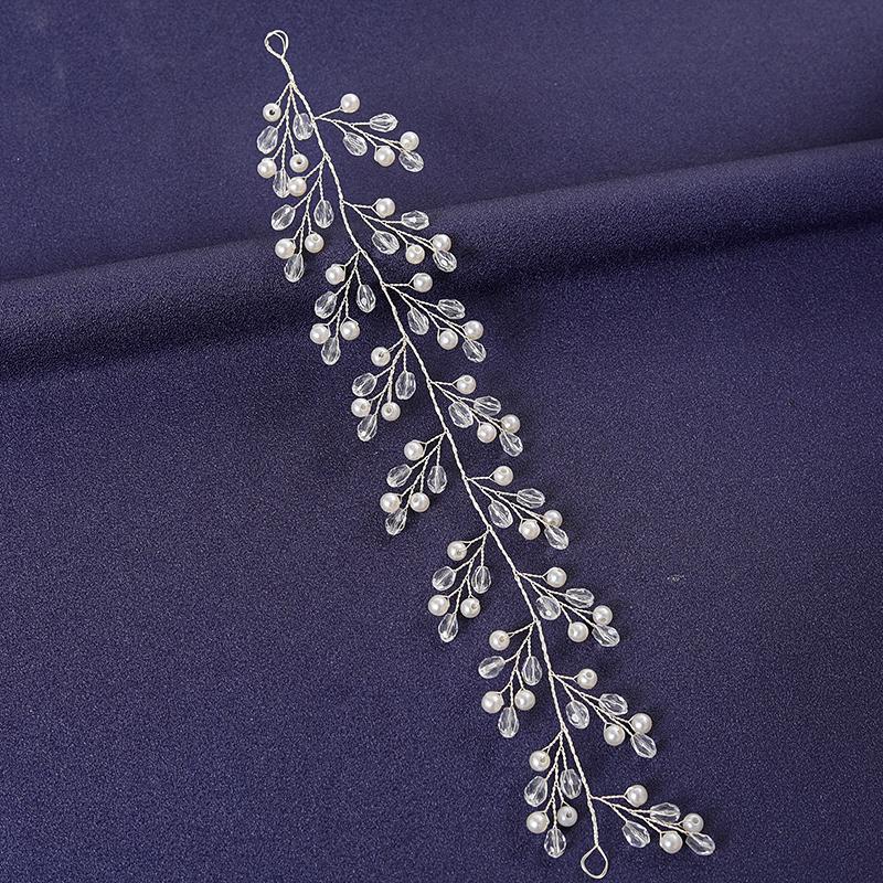 Silver Color Crystal Hairband For Women Prom Pearl Rhinestone Headband Bridal Wedding Hair Accessories Jewelry Hairband Tiaras
