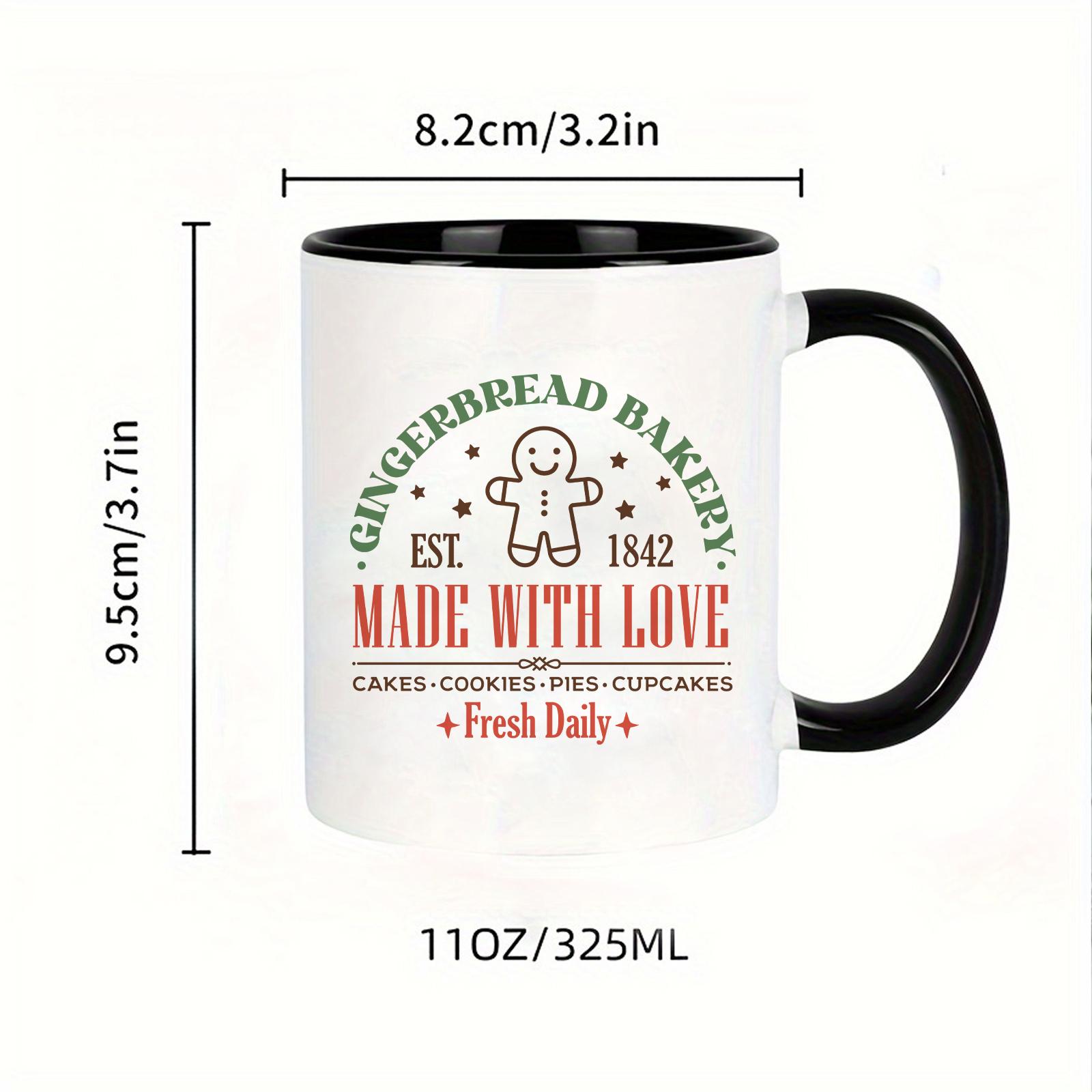 

Керамическая кофейная кружка с ручкой, 11 унций, с наклейкой с узором пряничного человечка, кухонная чашка для воды, офисная посуда для напитков, рождественские подарки 301-400ml