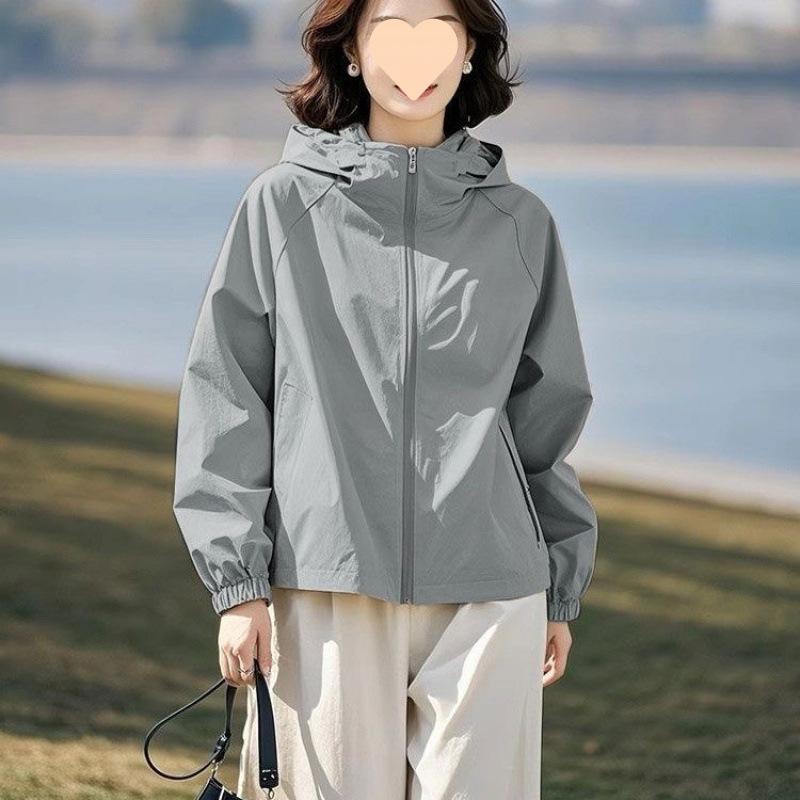 Loose Versatile Stylish Cropped Casual Hooded Jacket Spring Windbreaker