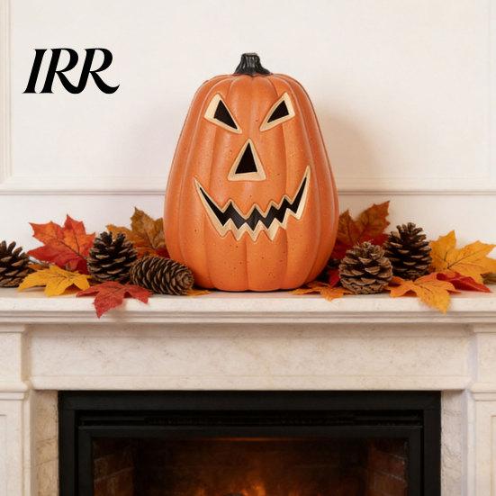 Halloween Decoration Light Up Pumpkin Decoration, Spooky Jack O Lantern Durable Ornament for Window Display, Children Photo Prop Party Drop-resistant