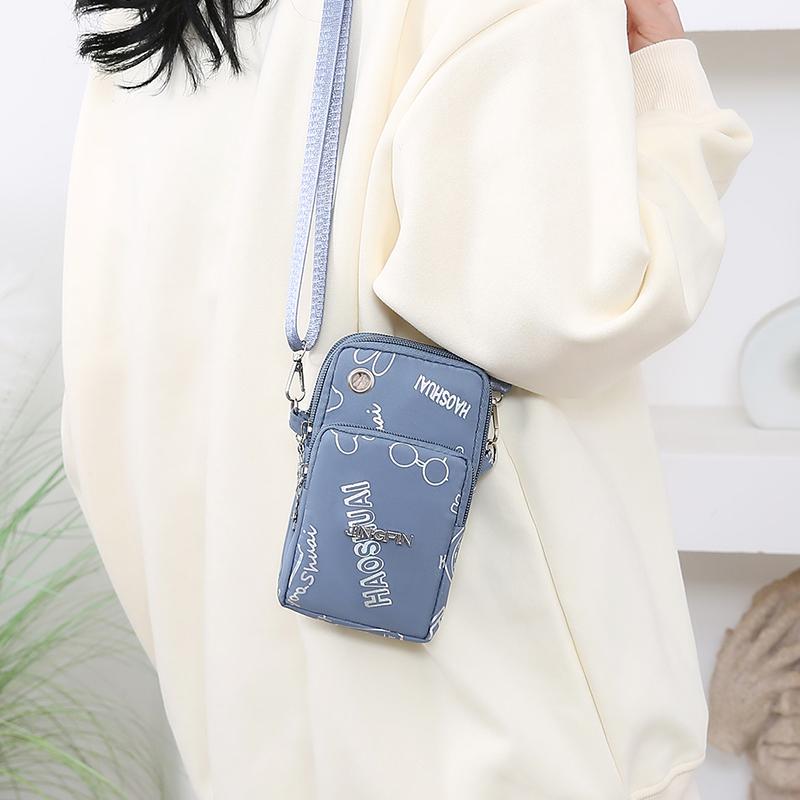Mini-Crossbody-Handytasche für Damen – Leichter, wasserabweisender Nylonstoff mit Kartenfächern und Münzfach, Verstellbarer Riemen