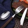 Tableware Solid Rust-Proof Faux Wood Handle Stainless Steel Spoon k Knife Household