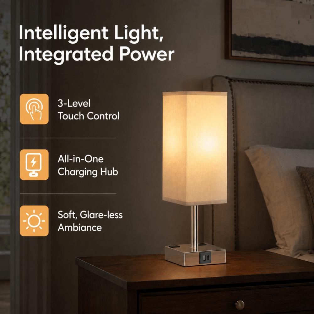 5W LED  Lamp Fabric Lampshade LED Nightstand Light Modern Desk Light  Living Room