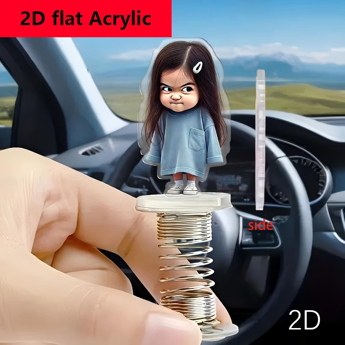 

2D Flat Acrylic Car Dashboard Ornament, Cute Girl Wobbling Decor, Ideal Gift for Family & Friends, Versatile for Home Office & Car Decoration 1