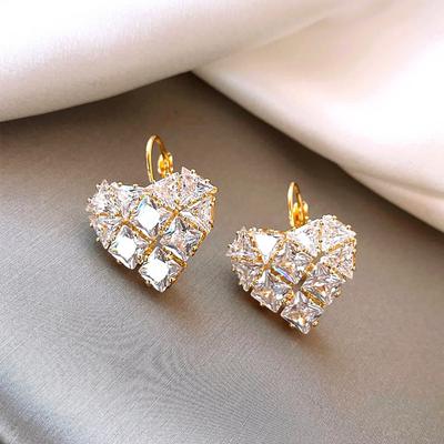 ZAKOL Koreanische Mode Zirkon Vergoldet Luxus Zirkon Herz Ohrringe Elegante Damen Party Accessoires