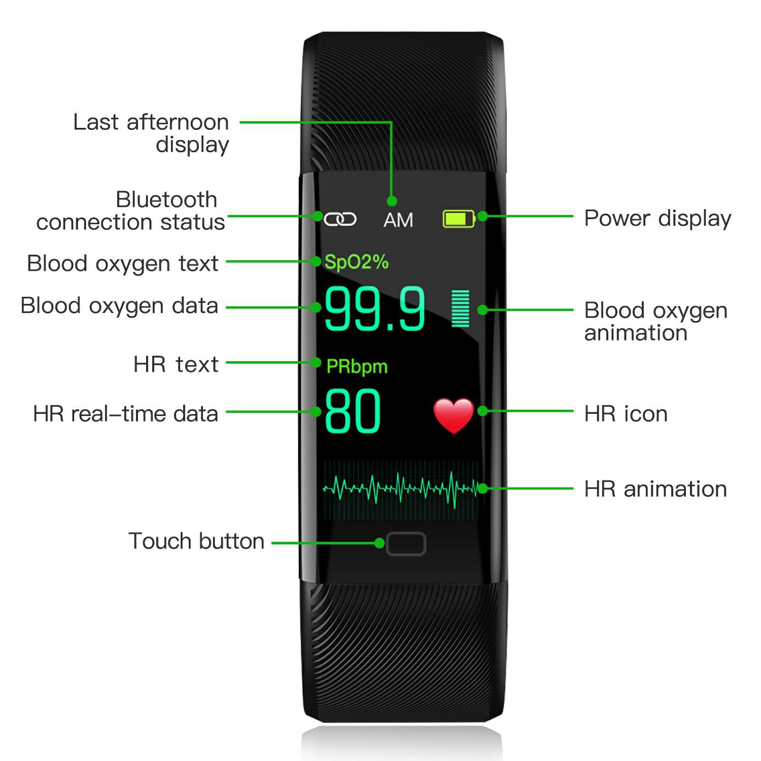 

F07T Heart Rate Monitoring Smart Watch Waterproof Wrist Bracelet Fitness Tracker Green
