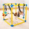 Gimnásio de Brinquedos para Filhotes com 8 Brinquedos Pendurados Ginásio de Selva Interativo para Interior Estrutura de PVC com Tiras Elásticas Ajustáveis Para Dentição de Filhotes Pequenos