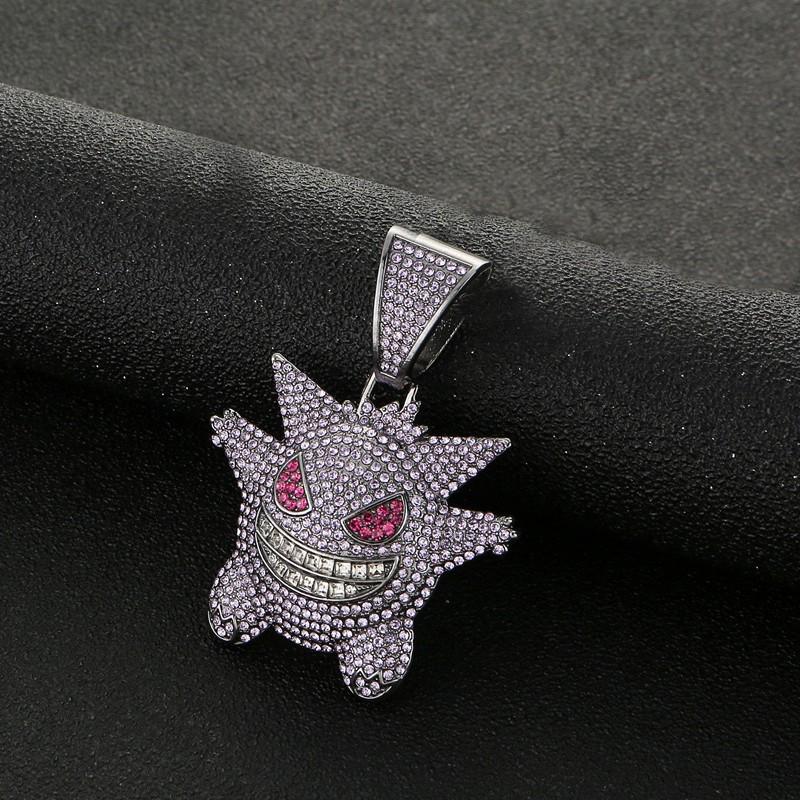 Diamond Gengar Pendant Hip Hop Necklace: Unisex Street Style Accessory Chain